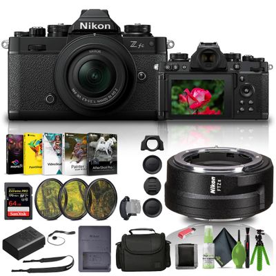 Nikon Zfc Mirrorless Camera with 16-50mm Lens (1675) + FTZ II Adapter + 64GB Memory Card + Filter Kit + Bag + Card Reader + Corel Photo Software + Flex Tripod + Memory Wallet + Cleaning Kit + More
