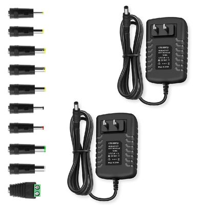24V 1A Power Supply Adapter, AC/DC Adapter Cord with 5.5mm x 2.5mm DC Plug & 10 Sizes of Tips, 24 Volt 1Amp Transformer
