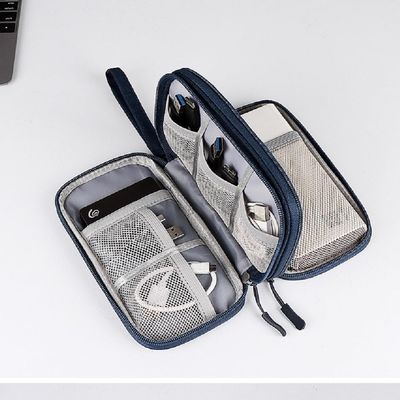 GeRRiT Electronic Organizer Bag, Waterproof Portable Travel Cable Storage Bag, Multifunctional Cord Storage Case for USB Drive, Dard Drive, Power Bank, Charger, Mouse, USB Cable, Headphones - Blue