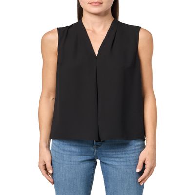 Sleeveless Blouse with Pleat at CF and S Asphalt