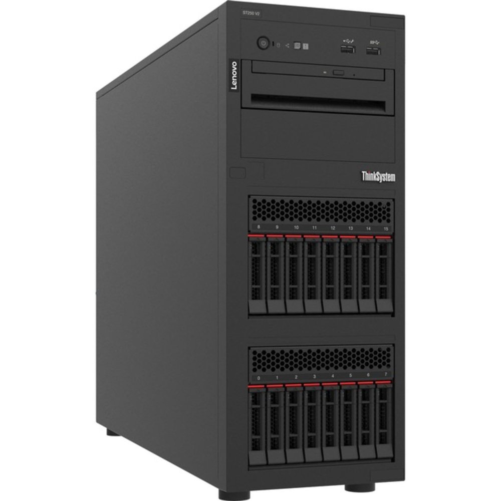 Lenovo - 7D8FA013NA - Lenovo ThinkSystem ST250 V2 7D8FA013NA Tower Server - 1 x Intel Xeon E-2378 2.60 GHz - 16 GB RAM - Serial ATA/600 Controller - Intel C256 Chip - 1 Processor Support - 128 GB RAM