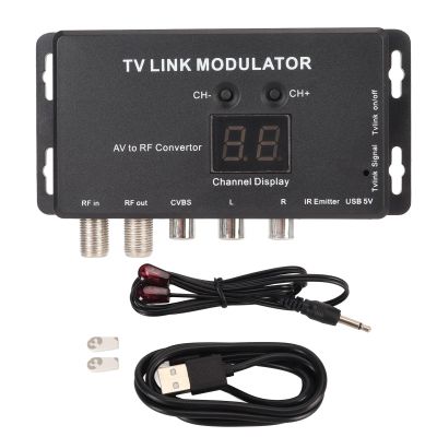 Yanmis Professional Adjustable AV to RF Converter TV Link Modulator with USB Charging Cable for Set-top Boxes