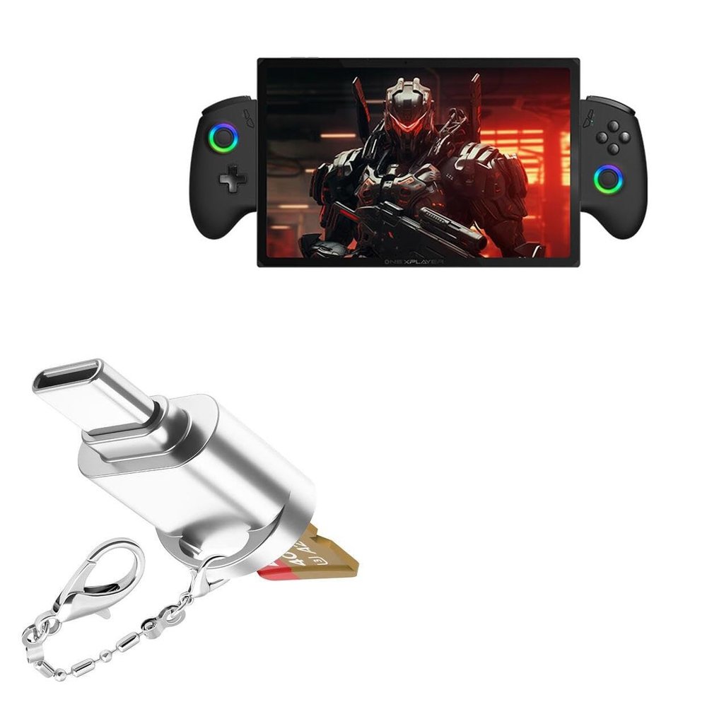 BoxWave Adapter Compatible with OneXPlayer X1 (10.95 in) - Micro SD Card miniReader, USB Type-C OTG Reader USB3.0 Adapter Keychain - Metallic Silver