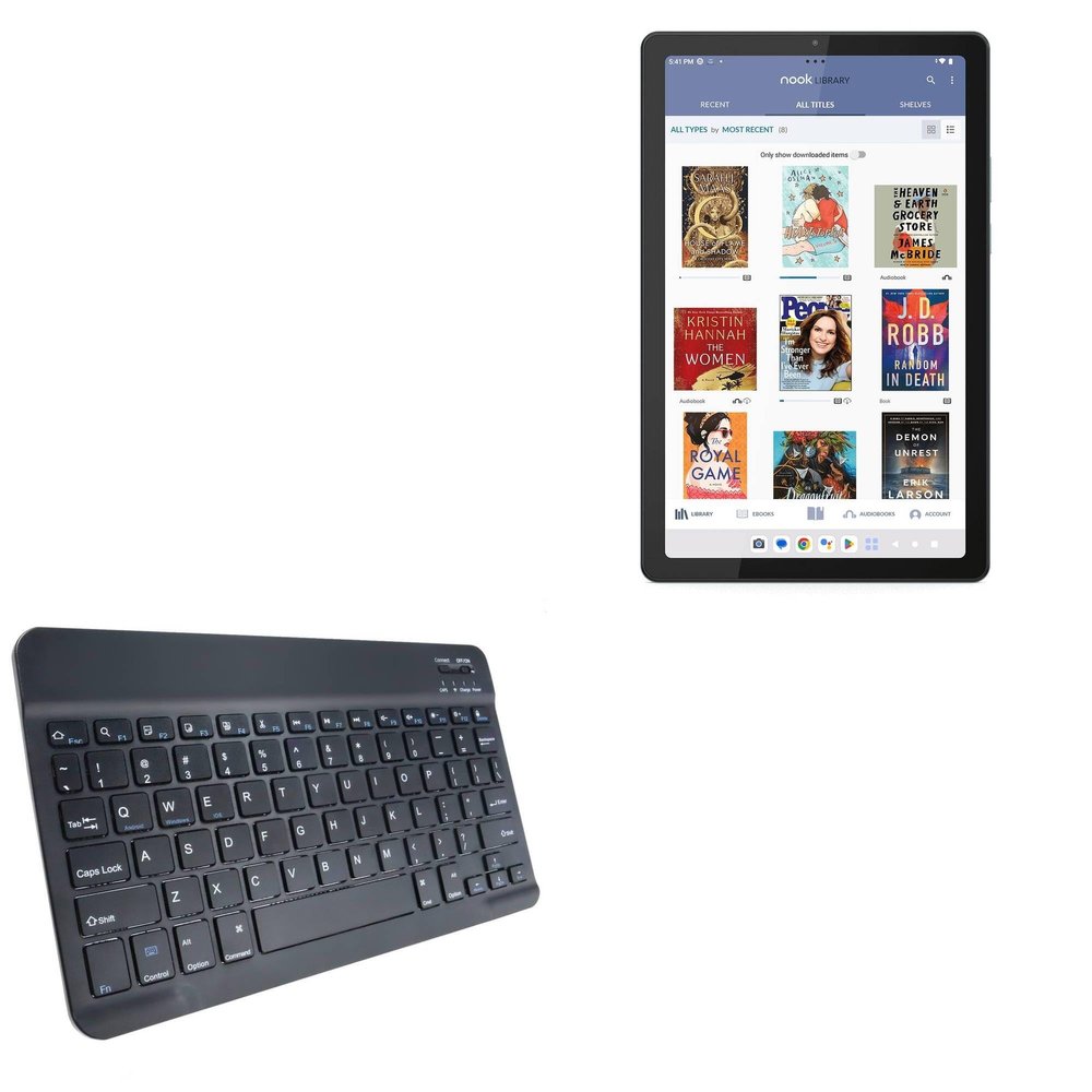 BoxWave Keyboard Compatible with Lenovo Nook Tablet (9 in) - SlimKeys Bluetooth Keyboard, Portable Thin with Chiclet-Style Keys - Jet Black