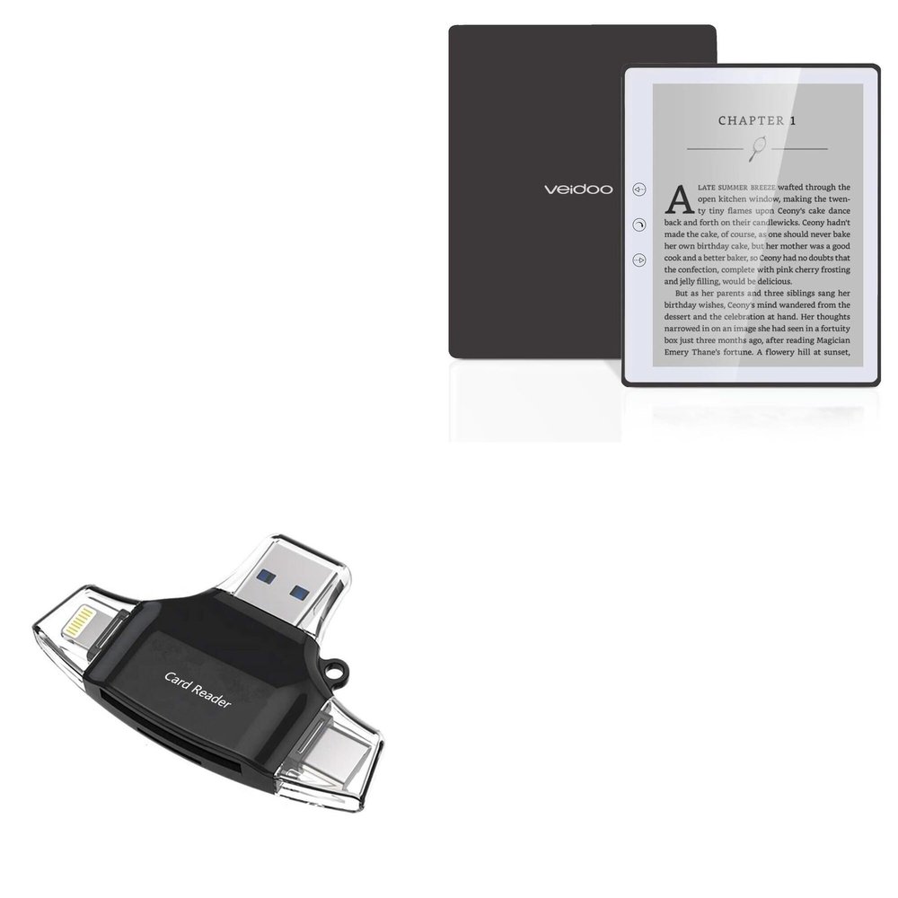 BoxWave Smart Gadget Compatible with Veidoo eReader (5 in) - AllReader SD Card Reader, microSD Card Reader SD Compact USB - Jet Black