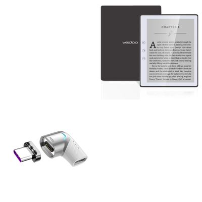 BoxWave Adapter Compatible with Veidoo eReader (5 in) - MagnetoSnap PD Angle Adapter, Magnetic Charging Connector Device Saver - Metallic Silver