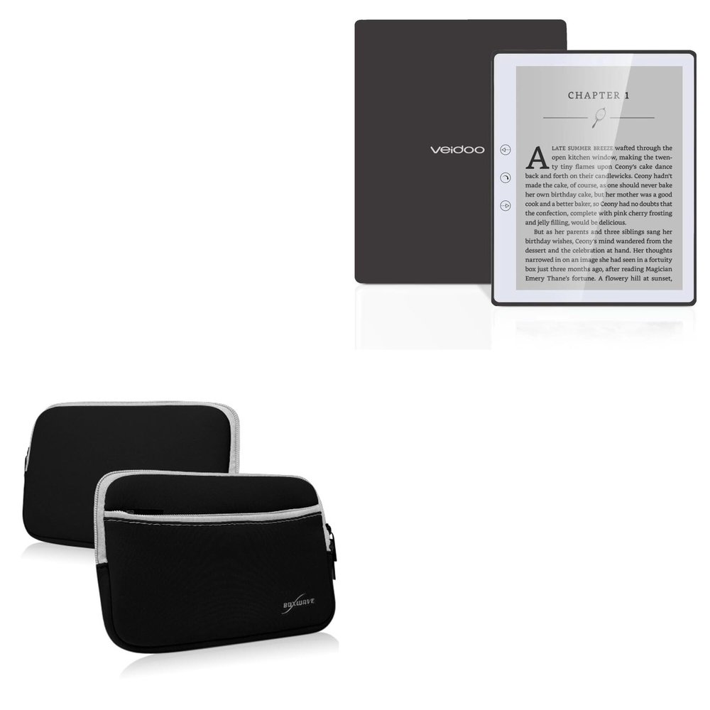 BoxWave Case Compatible with Veidoo eReader (5 in) - SoftSuit with Pocket, Soft Pouch Neoprene Cover Sleeve Zipper Pocket - Jet Black