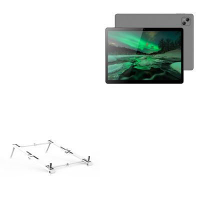 BoxWave Stand and Mount Compatible with Veidoo Tablet (13 in) - Pocket Aluminum Stand 3-in-1, Portable Multi Angle Viewing Riser - Metallic Silver