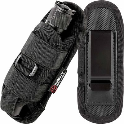 NP NIGHT PROVISION [New 2024] TH2C Compact Tactical Flashlight Holster Improved Closed-end with Metal Belt Clip for Duty Belt Pouch Stretchable Holder for Police Military Security Belt