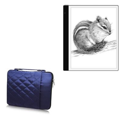 BoxWave Case Compatible with Bigme inkNoteS (10.3 in) - Quilted Carrying Bag, Soft Synthetic Leather Cover w/Diamond Design - Navy
