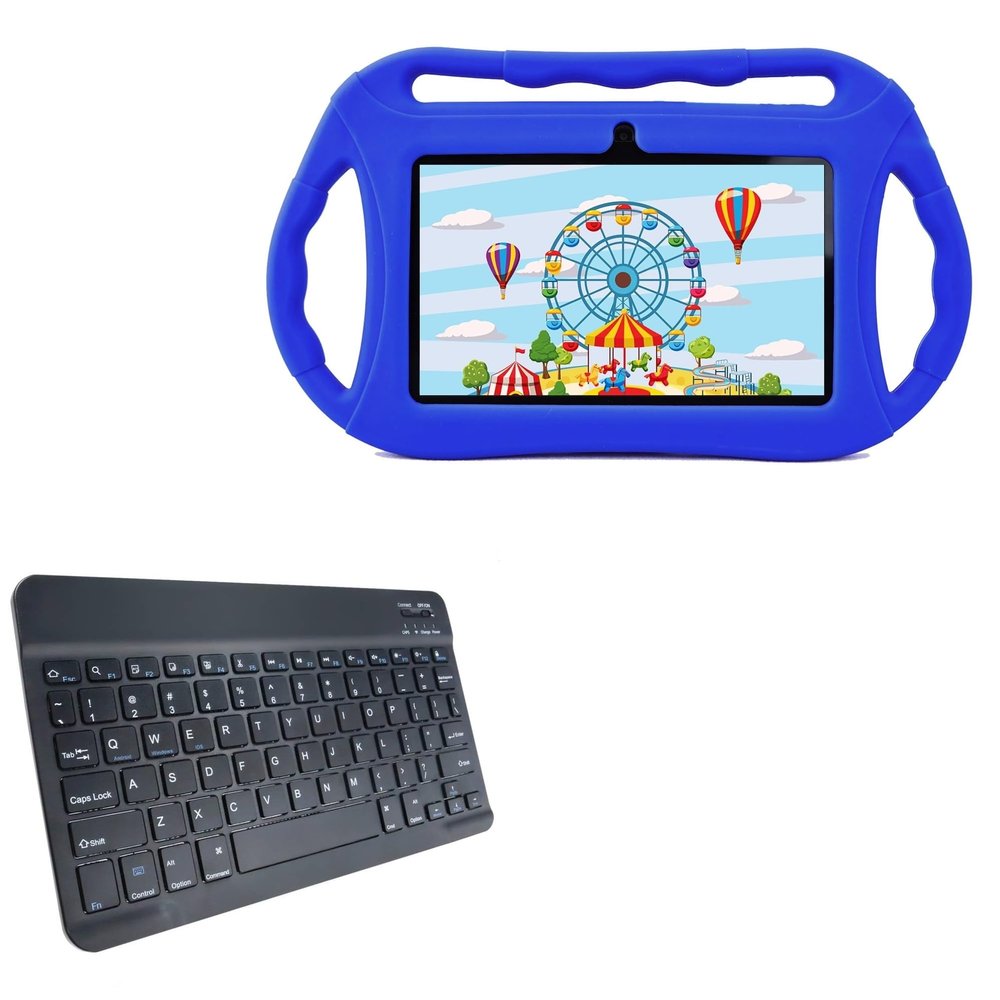 BoxWave Keyboard Compatible with Veidoo Kids Tablet (7 in) - SlimKeys Bluetooth Keyboard, Portable Thin with Chiclet-Style Keys - Jet Black