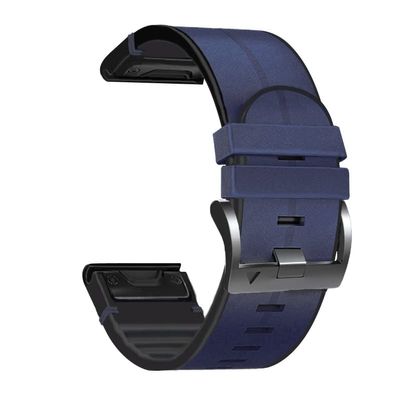 GUMMMY 22 26mm Watch Strap For Garmin Fenix 6 6X Pro 7 7X 5X 5 Plus 945 3 3HR Leather Silicone Band Smartwatch Wristbands Belt (Color : B, Size : 26mm Fenix 3 3HR)