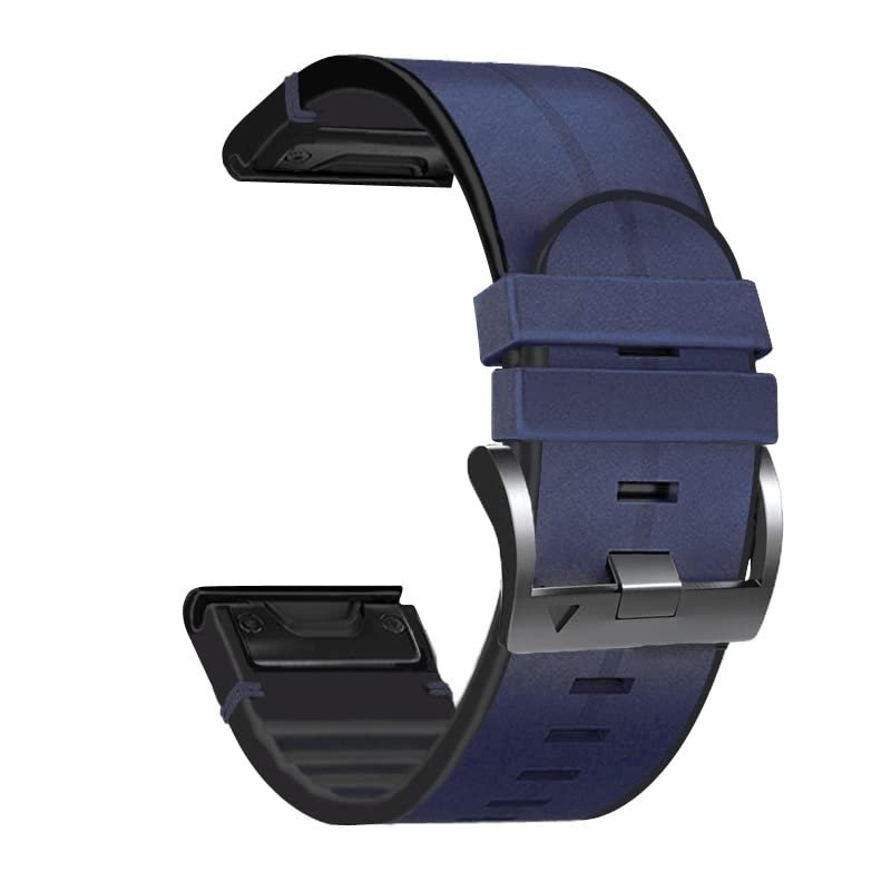 GUMMMY 22 26mm Watch Strap For Garmin Fenix 6 6X Pro 7 7X 5X 5 Plus 945 3 3HR Leather Silicone Band Smartwatch Wristbands Belt (Color : B, Size : 26mm Fenix 3 3HR)