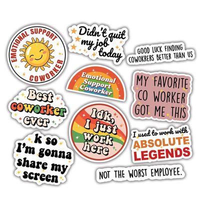 10pcs Funny Coworker Sticker Sheet, Sarcastic Office Humor Vinyl Decals for Work Friends, Colleagues Team Gifts, Waterproof, UV-Resistant, for Laptop, Water Bottle, Office Desk, Journal, Notebook