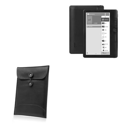 BoxWave Case Compatible with Dcenta C12828 eReader (7 in) - Nero Leather Envelope, Leather Wallet Style Flip Cover