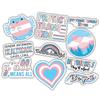 10pcs Transgender Pride Sticker Sheet, Affirming and Inclusive Vinyl Decals with Trans Flag Colors and LGBTQ+, Waterproof, UV-Resistant, for Laptop, Water Bottle, Journal, Binder, Mirror (Design 1) view 1