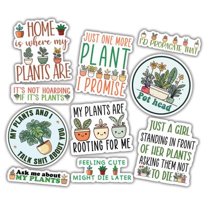 10pcs Plant Stickers Sheet Funny Garden Botanical Pot Gardener Plant Lover Funny Gifts Multiple Different Design, Waterproof, UV- Resistant, Suitable for Water Botle, Window, Laptop, Car (Design 1)