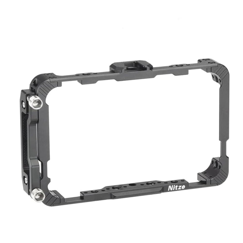 DirectNine Basics Nitze Monitor Cage with HDMI Cable Clamp, Built-in NATO Rail, and Cold Shoe, Compatible with Atomos Ninja/Ninja Ultra/Ninja V/Ninja V Plus/Shinobi/ZATO Connect Monitor, JT-A02A