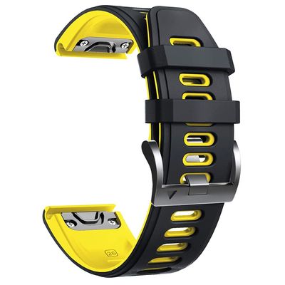 BEFIA 20 22 26mm Stainless Steel Strap For Garmin Fenix 7 7S 7X 6 6X Pro 5 5X Plus 3HR Epix Watch Band QuickFit Metal Bracelet Correa (Color : Black Yellow, Size : 22mm)