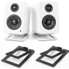 Coyktonty Desktop Speaker Stand 1 Pair,Tilted Desktop Speaker Stands for Small SpeakersDesk Audio Stand for Bookshelf, Laptop Speaker (Black Hollow) view 1