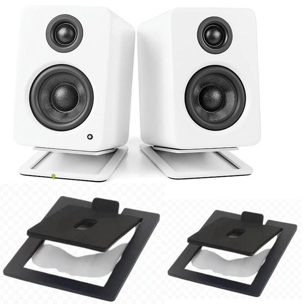 Coyktonty Desktop Speaker Stand 1 Pair,Tilted Desktop Speaker Stands for Small SpeakersDesk Audio Stand for Bookshelf, Laptop Speaker (Black Solid)