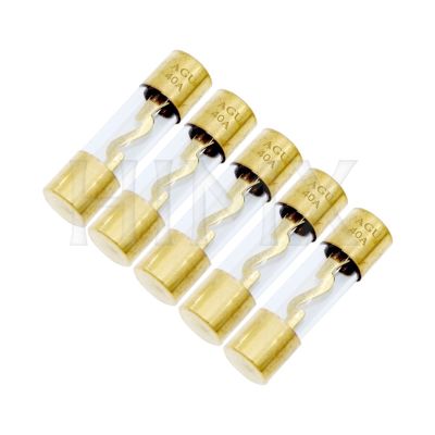 WIMPBLADB 5pcs Gold Plated 10x38mm AGU Glass Fuse Car Audio Amp Amplifier 10A 15A 20A 25A 30A 40A 50A 60A 70A 80A 100A (Color : 40a)