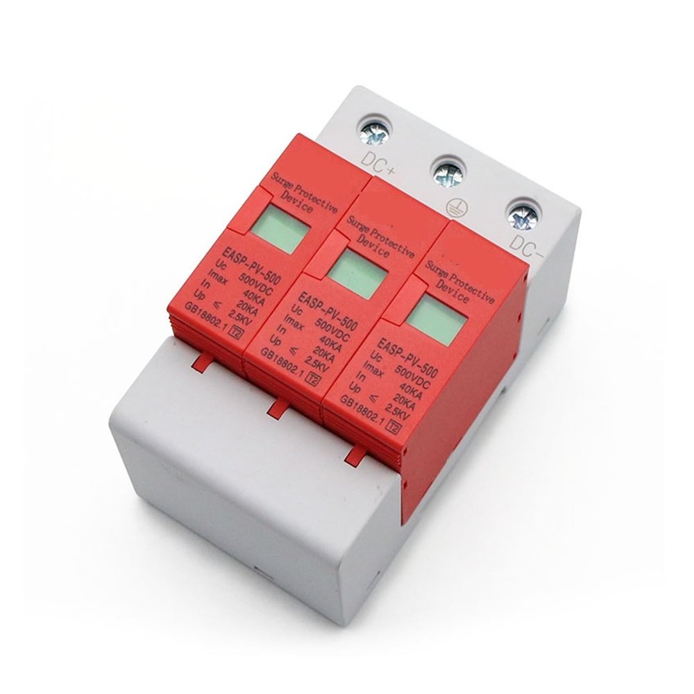 EQBVZZRD Arrester Device SPD 3P DC 500V 800V 1000V 20~40KA Surge Protective Device House Photovoltaic PV Solar System Arrester Surge Lightning Protector (Size : DC800V)