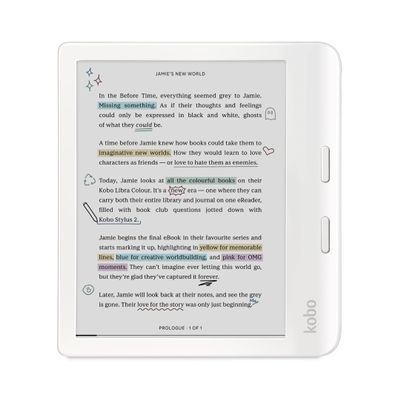 Kobo Libra Colour | eReader | 7 Glare-Free Colour E Ink Kaleido 3 Display | Dark Mode Option | Audiobooks | Waterproof | White
