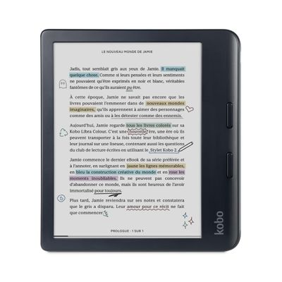 Kobo Libra Colour | eReader | 7 Glare-Free Colour E Ink Kaleido 3 Display | Dark Mode Option | Audiobooks | Waterproof | Black