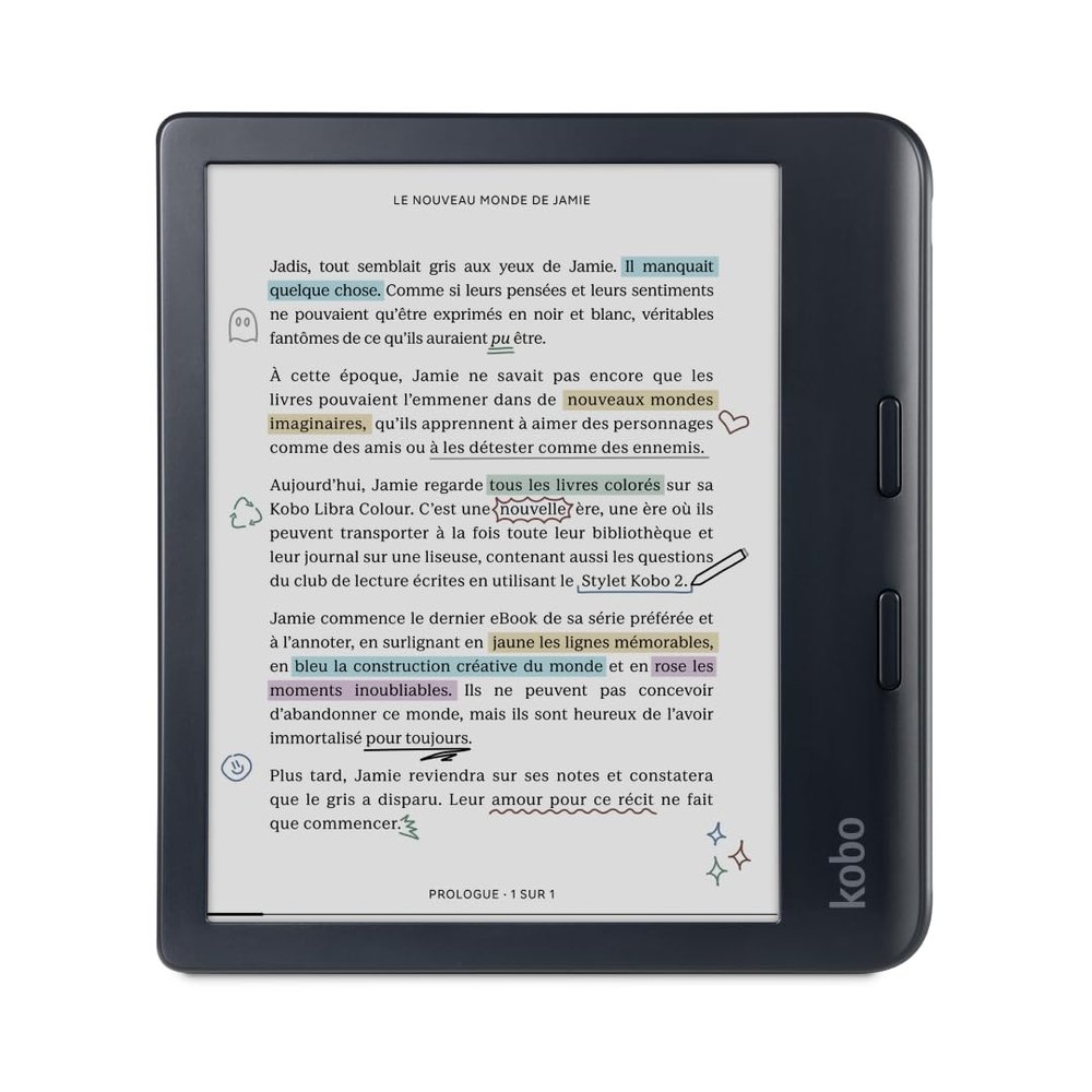 Kobo Libra Colour | eReader | 7 Glare-Free Colour E Ink Kaleido 3 Display | Dark Mode Option | Audiobooks | Waterproof | Black