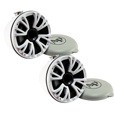 Audiopipe Pair of 8"" 250W 4 Ohm White Carbon Fiber Marine Tower Speakers, APSW-8505WTW