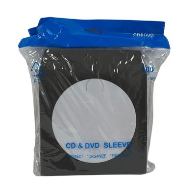 Mediaxpo Black Paper CD Sleeves with Window & Flap (Pack of 1000)