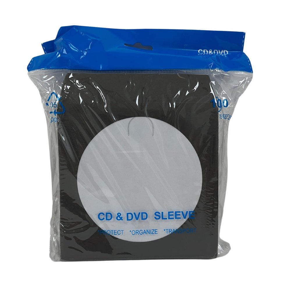 Mediaxpo Black Paper CD Sleeves with Window & Flap (Pack of 1000)