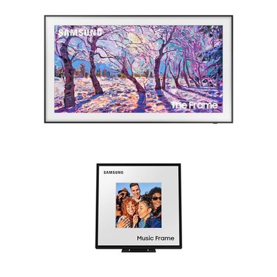 SAMSUNG 32-Inch Class QLED The Frame LS03C Series, Quantum HDR, Art Mode, (QN32LS03CB) w/ SAMSUNG LS60D Music Frame Smart Speaker with Dolby Atmos Audio, HW-LS60D/ZA (Newest Model)