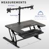 VIVO 36 inch Standing Desk Converter with Dual Monitor Mount Arms for up to 30 inch Screens, Height Adjustable Desk Riser, Black, DESK-KIT-0V02 view 3