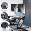 VIVO 36 inch Standing Desk Converter with Dual Monitor Mount Arms for up to 30 inch Screens, Height Adjustable Desk Riser, Black, DESK-KIT-0V02 view 4