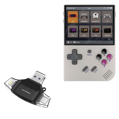 BoxWave Smart Gadget Compatible with Anbernic RG35XX Plus - AllReader SD Card Reader, microSD Card Reader SD Compact USB - Jet Black