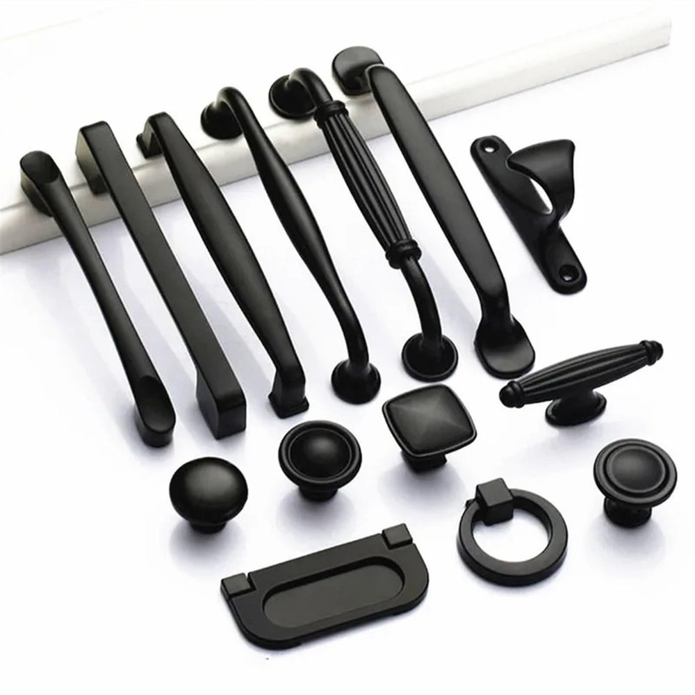 AIDUIXAP American Black Cabinet Handles for Furniture Cabinet Knobs and Pulls Handles Kitchen Handles Drawer Knobs Cabinet Pulls Cupboard 1Pcs (Color : 9014-128)