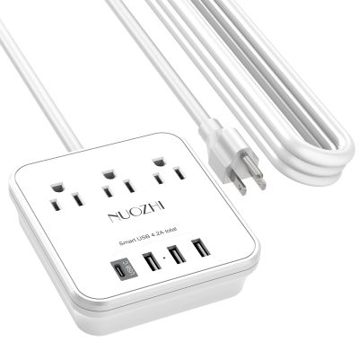 Cruise Essentials,15 Ft Power Strip with 3 Outlets and 4 USB Ports(1 USB C), Non Surge Protector for Cruise Ship, Travel, Home Office, ETL Listed, White