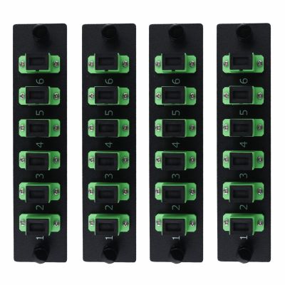 Duogalia 6 Simplex SCAPC Fiber Patch Panel with Simplex Singlemode Green SC Adapters, 6 Fiber Ports (4-Pack)