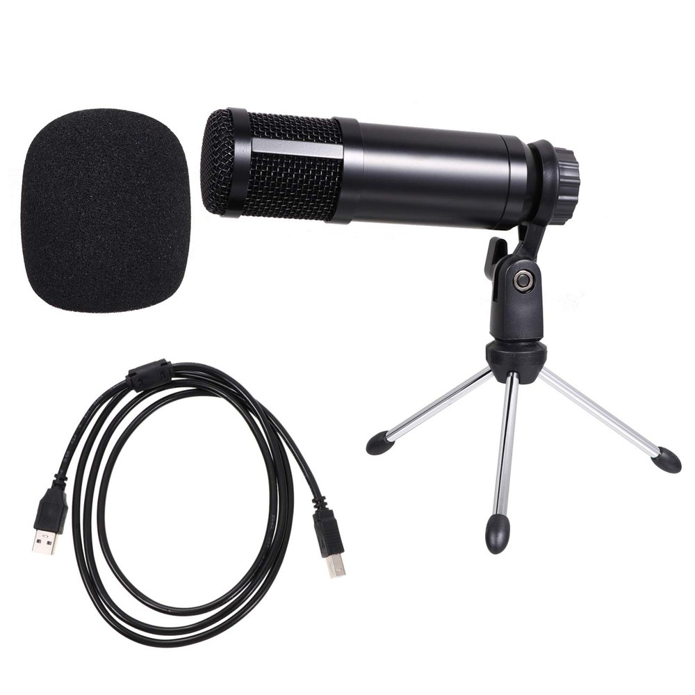 Hemoton Condenser Microphone Tripod Stand USB Microphone for Desktop Laptop Wide Frequency Response Noise-reducing for Recording Singing Speech