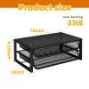 Ekisemio 2 Pack Desk Organizer and Accessories, 2-Tier Metal Computer Monitor Stand Riser with Drawer, Desk Accessories & Workspace Organizers for Home Office Supplies, Black view 3
