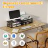 Ekisemio 2 Pack Desk Organizer and Accessories, 2-Tier Metal Computer Monitor Stand Riser with Drawer, Desk Accessories & Workspace Organizers for Home Office Supplies, Black view 4