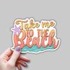 (3 pcs) Take Me to The Beach Sticker Funny Beach Ocean Life Tumbler Decal Sticker for Kindle Laptop Water Bottle Phone Hard Hat Vinyl Decal - 3x2.2 view 2