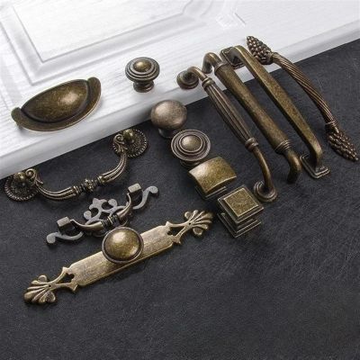 AIDUIXAP Antique Cabinet Handles Retro Drawer Pulls Vintage Kitchen Hardware Mid-Century Modern Dresser Locker Handles for Furniture 1Pcs (Color : U Single Hole)