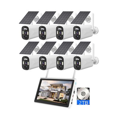 AKAVIG 8CH 4MP Solar Power Security Camera System, Outdoor Wireless WiFi Surveillance NVR Kit with Color Night Vision, Two Way Audio, with 2T Hard Disk and 8 Cameras