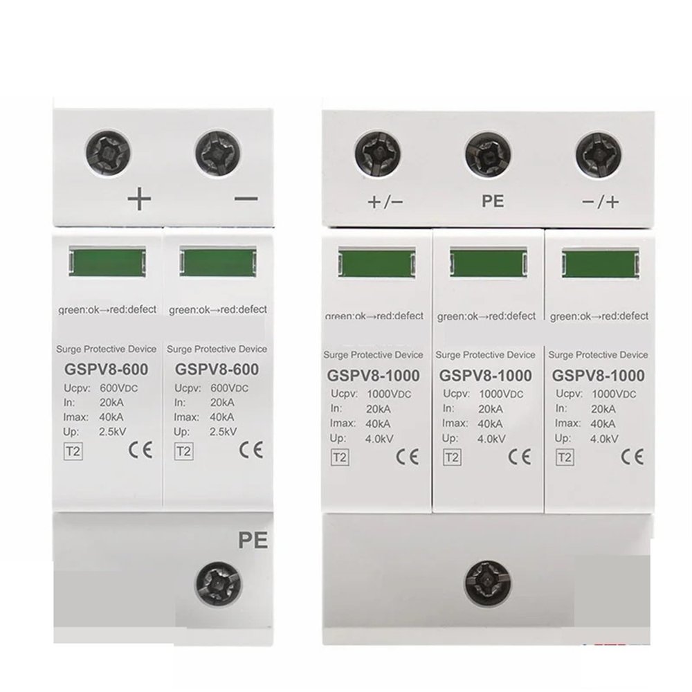 SPD DC 2P DC1000V/600V PV 2P 3P 40kA DC Surge Protector for Solar Protection 1Pcs(Size:3P DC SPD 1000V)