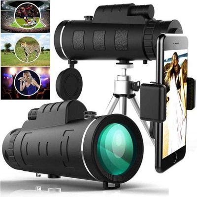 DJXIK 40X60 Monocular Telescope, High-Definition Portable Waterproof Low-Light Night Vision, Equipped with Smartphone Holder and Tripod, Suitable for Outdoor Hunting
