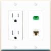 RiteAV 1 Port Fiber Optic Jack SC Simplex APC + Cat6 Wall Plate - Tamper Resistant Outlet White view 1