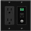 RiteAV 1 Port Fiber Optic Jack SC Simplex APC + Cat6 + Coax Wall Plate - Outlet Black/Black view 1